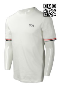 T705 訂造圓領T恤款式   自訂LOGOT恤款式 撞色間 扁機袖  製作男裝T恤款式  T恤專營     白色